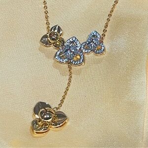 18k Gold Tone Crystal Floral Drop Necklace - Women Jewelry